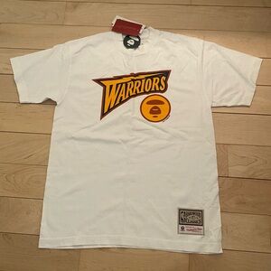 Golden State Warriors AAPE x Mitchell & Ness White Hardwood Classics T-Shirt